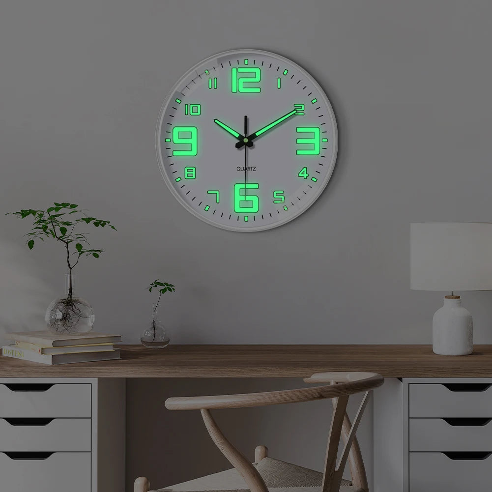 8-inch Night Light Wall Clock Battery Operated Glow in The Dark Clocks Silent Light Up Wall Clocks for Living Room Bedroom Decor