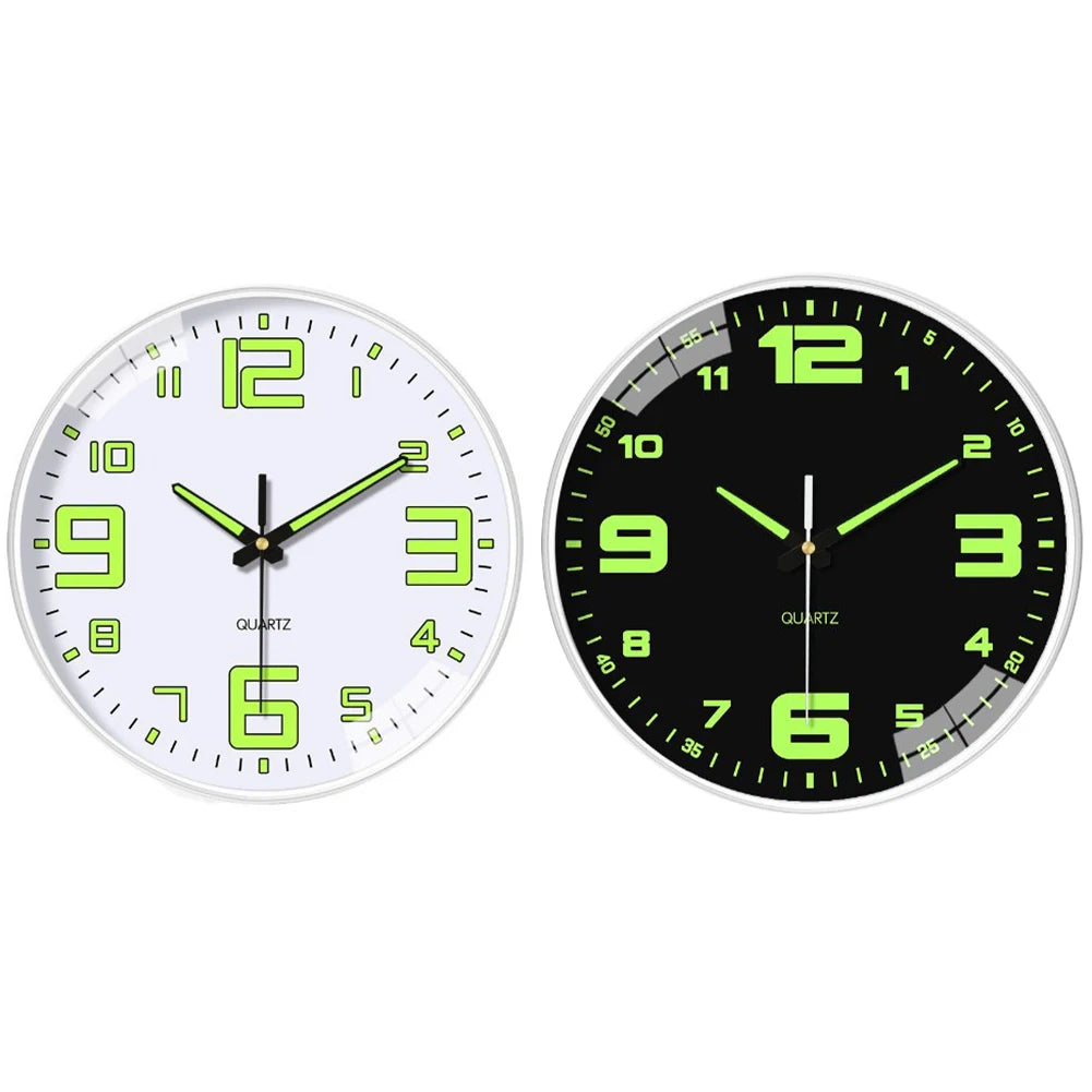 8-inch Night Light Wall Clock Battery Operated Glow in The Dark Clocks Silent Light Up Wall Clocks for Living Room Bedroom Decor