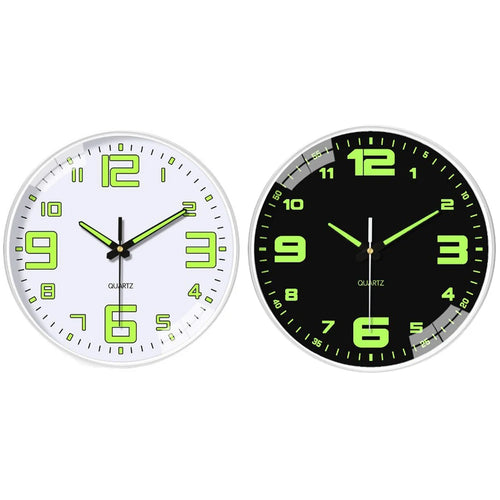 8-inch Night Light Wall Clock Battery Operated Glow in The Dark Clocks Silent Light Up Wall Clocks for Living Room Bedroom Decor