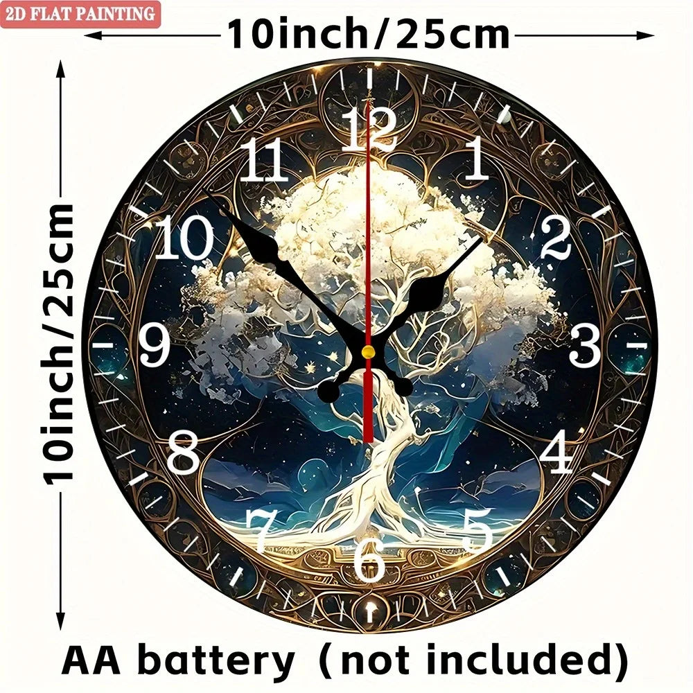 Fantasy Tree Wall Clock. Silent vintage art for home or office decor.