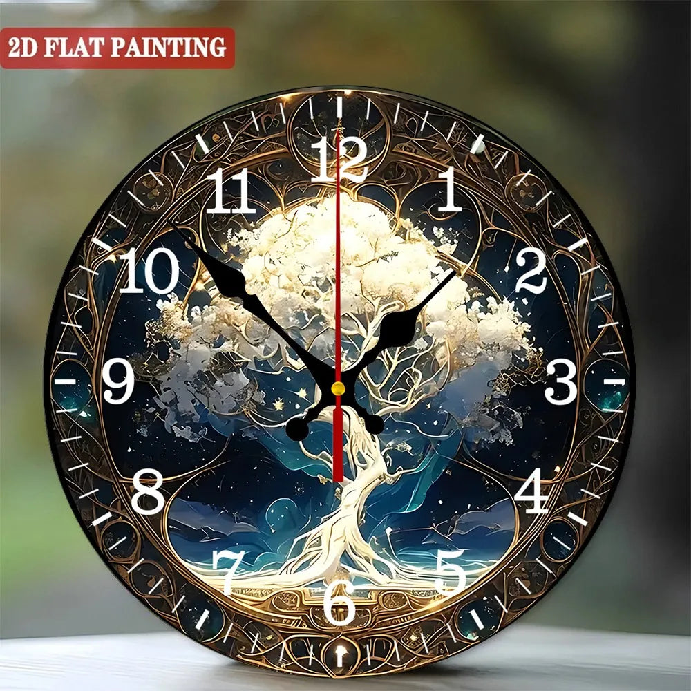 Fantasy Tree Wall Clock. Silent vintage art for home or office decor.