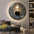Modern Digital Wall Clock with Black Glass Dial & Silent Non-Ticking Movement - Round Minimalist Display Suitable for, Bedroom,