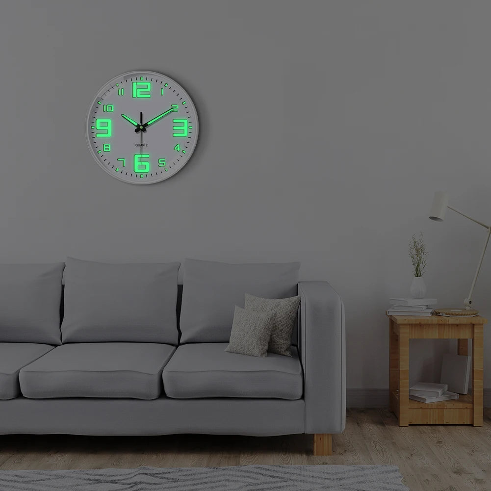 8-inch Night Light Wall Clock Battery Operated Glow in The Dark Clocks Silent Light Up Wall Clocks for Living Room Bedroom Decor